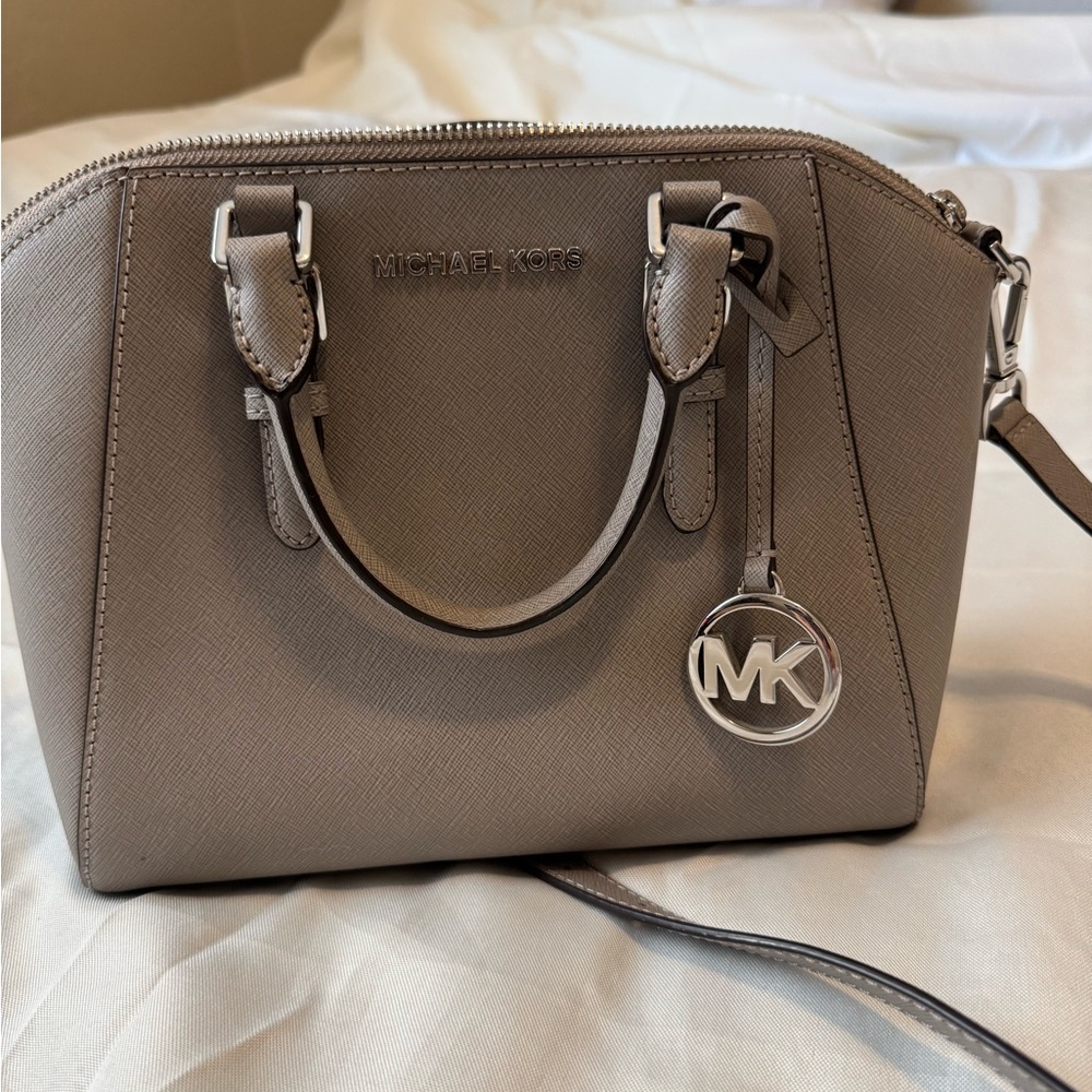Michael Kors Gray Satchel with Silver Hardware and Saffiano Leather